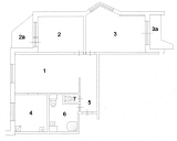 План перепланировки квартиры трехкомнатной квартиры П44Т с устройством проема в несущей стене