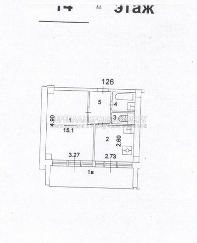 План однокомнатной квартиры серии 1МГ-601 с размерами