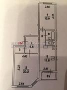 План 2 комнатной квартиры в доме серии ИП46С с размерами