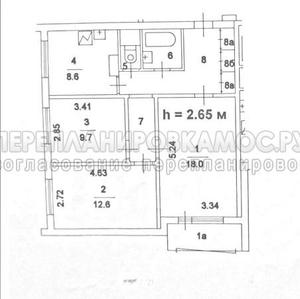 План трехкомнатной квартиры серии П-43 с размерами