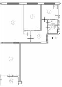 План квартиры серии II-49 до переустройства