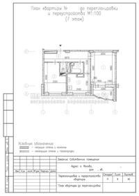 Устройство совмещенного санузла в двухкомнатной квартире в новостройке, план до перепланировки