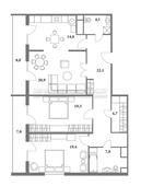 Планировка трехкомнатной квартиры в ЖК Розмарин