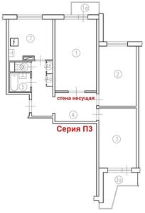 Планировка 3 х комнатной квартиры П 3