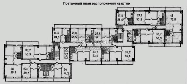 Поэтажный план дома серии 1МГ601-Ж