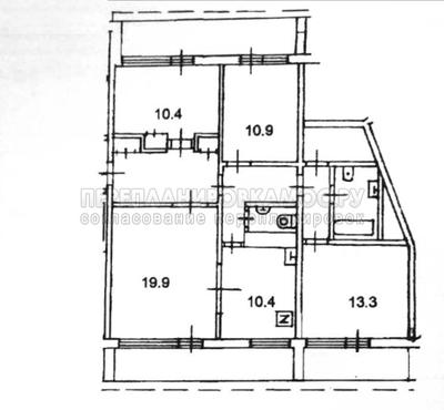 План 4-комнатной квартиры серии ЭЖРЧС с размерами