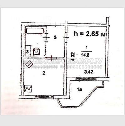 План 1-комнатной квартиры серии ПД4 с размерами