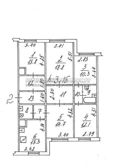 Планировка 5-ти комнатной квартиры серии ПД4