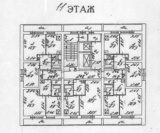 План этажа в доме ii-68-01-12-83 с размерами квартир