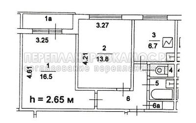 План 2-х комнатной квартиры серии 1605АМ с размерами