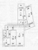 План четырехкомнатной квартиры серии 1605АМ с размерами: