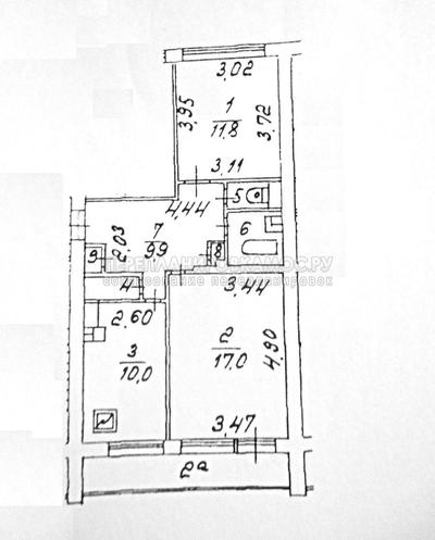 План двухкомнатной квартиры серии И-522 А с размерами