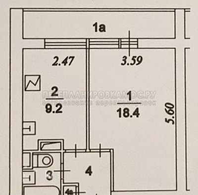 План 1-комнатной квартиры серии И-700А Ясенево c размерами