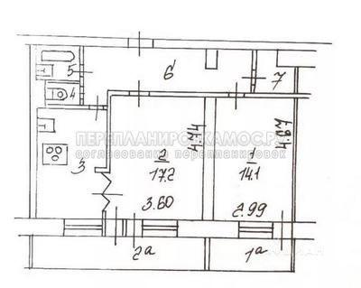 План 2 комнатной квартиры серии И-700А Ясенево c размерами