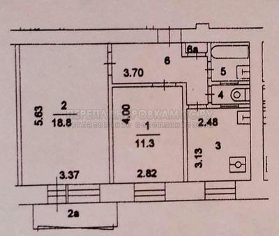 План 2-комнатной квартиры в доме II-08 с размерами