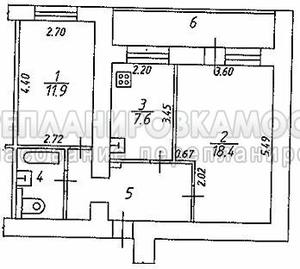 План 3-комнатной квартиры серии II-66 с размерами