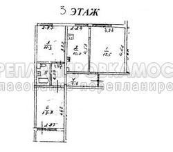 План 3-комнатной квартиры серии II-68-03 с размерами