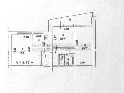 План трехкомнатной квартиры серии II-68-04 с размерами
