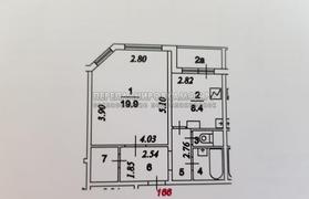 План 1 комнатной квартиры в доме серии ИП46С с размерами
