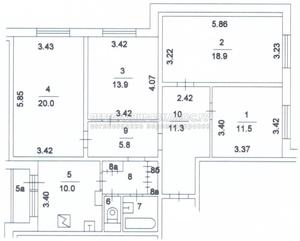 План 4 комнатной квартиры в серии КОПЭ