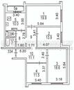 План БТИ четырехкомнатной квартиры в доме серии КОПЭ с размерами