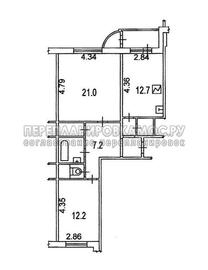 План 2-х комнатной квартиры в доме серии П-111М с размерами