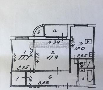 План 2-комнатной квартиры в доме серии П-111М с размерами