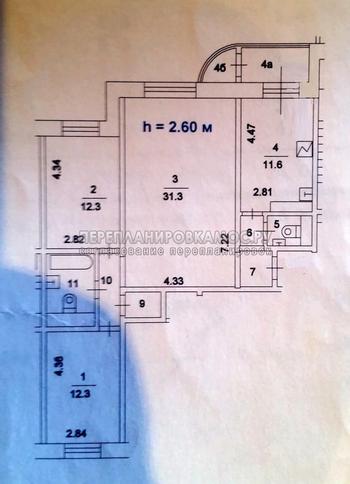 План трехкомнатной квартиры в доме серии П-111М с размерами