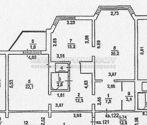План 2-комнатной квартиры серии П-44ТМ с размерами