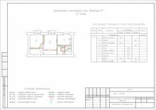 демонтажно-монтажный план из проекта перепланировки квартиры