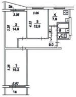 План до перепланировки трехкомнатной квартиры дома серии II57