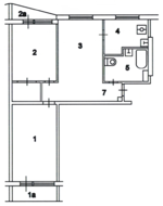 Вариант перепланировки трехкомнатной квартиры дома серии II57