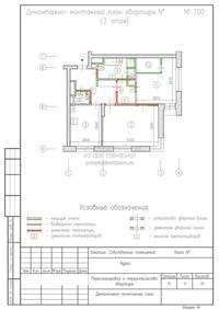 Перепланировка 2-х комнатной квартиры с преобразованием коридора в кухню-нишу, демонтажные работы 