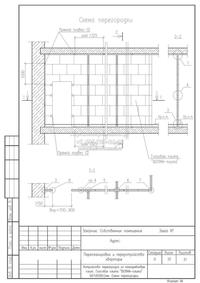 Перепланировка 2-х комнатной квартиры с преобразованием коридора в кухню-нишу, схема перегородки