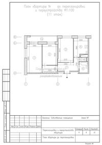 Перепланировка 3-хкомнатной квартиры с демонтажом/монтажом ненесущих конструкций, план до