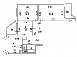 Поэтажный план до перепланировки трехкомнатной квартиры дома серии п44т