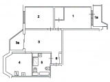 Вариант перепланировки трехкомнатной квартиры дома серии П44Т
