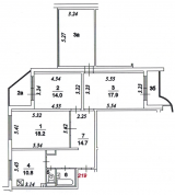 План до перепланировки - трехкомнатная квартира П44Т с лоджией