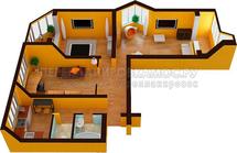 3D планировка 3-комнатной квартиры в П-44Т