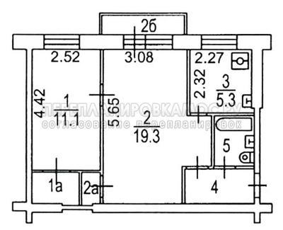 План 2-комнатной квартиры серии 1-510 с размерами