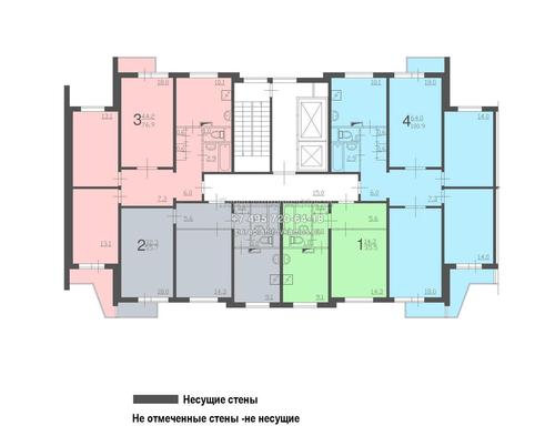 Поэтажный план квартир в доме серии П-3