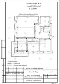Проект приспособления квартиры в кирпичном доме с устройством гардеробной, план текущего состояния квартиры