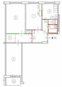 Демонтажно-монтажный план квартиры серии II-49