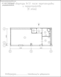 Объединение трех комнат в доме серии МГ-601, план после