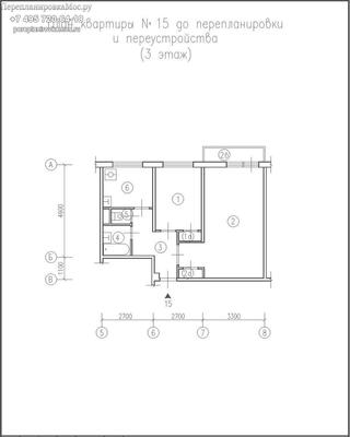 Переустройство двухкомнатной квартиры в доме серии И-209А, план до