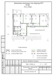 Перепланировка трехкомнатной квартиры в Видном, демонтаж-монтаж