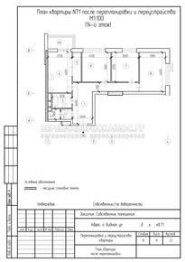 Перепланировка трехкомнатной квартиры в Видном, план после