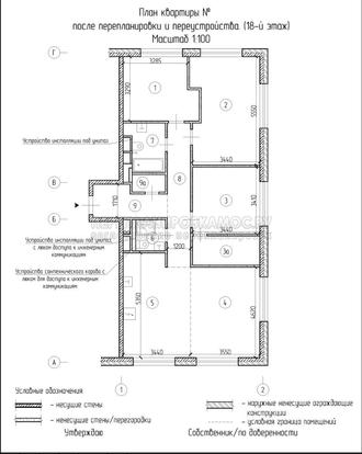 Перепланировка 4-х комнатной квартиры: план после перепланировки