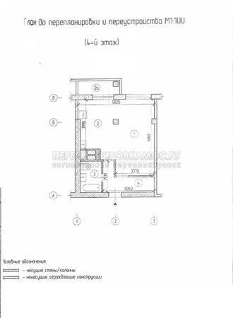 Проект перепланировки 1 комнатной квартиры: план до перепланировки