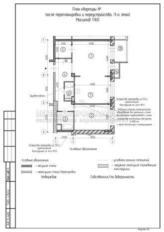 План 2х комнатной квартиры после перепланировки